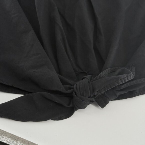 Red Haute Black Halter Top With Embroidered Details & Tie Waist - Picture 7 of 8